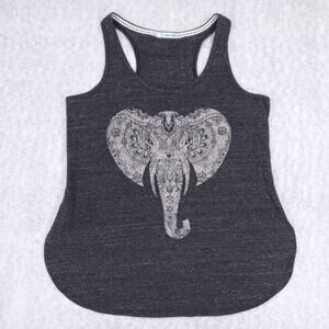 Maurices Racerback Tank Top Wmns S Gray Paisley Elephant Scoop Neck Boho Summer